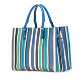 Mini Leather Striped Papier A6 Zip Around Satchel
